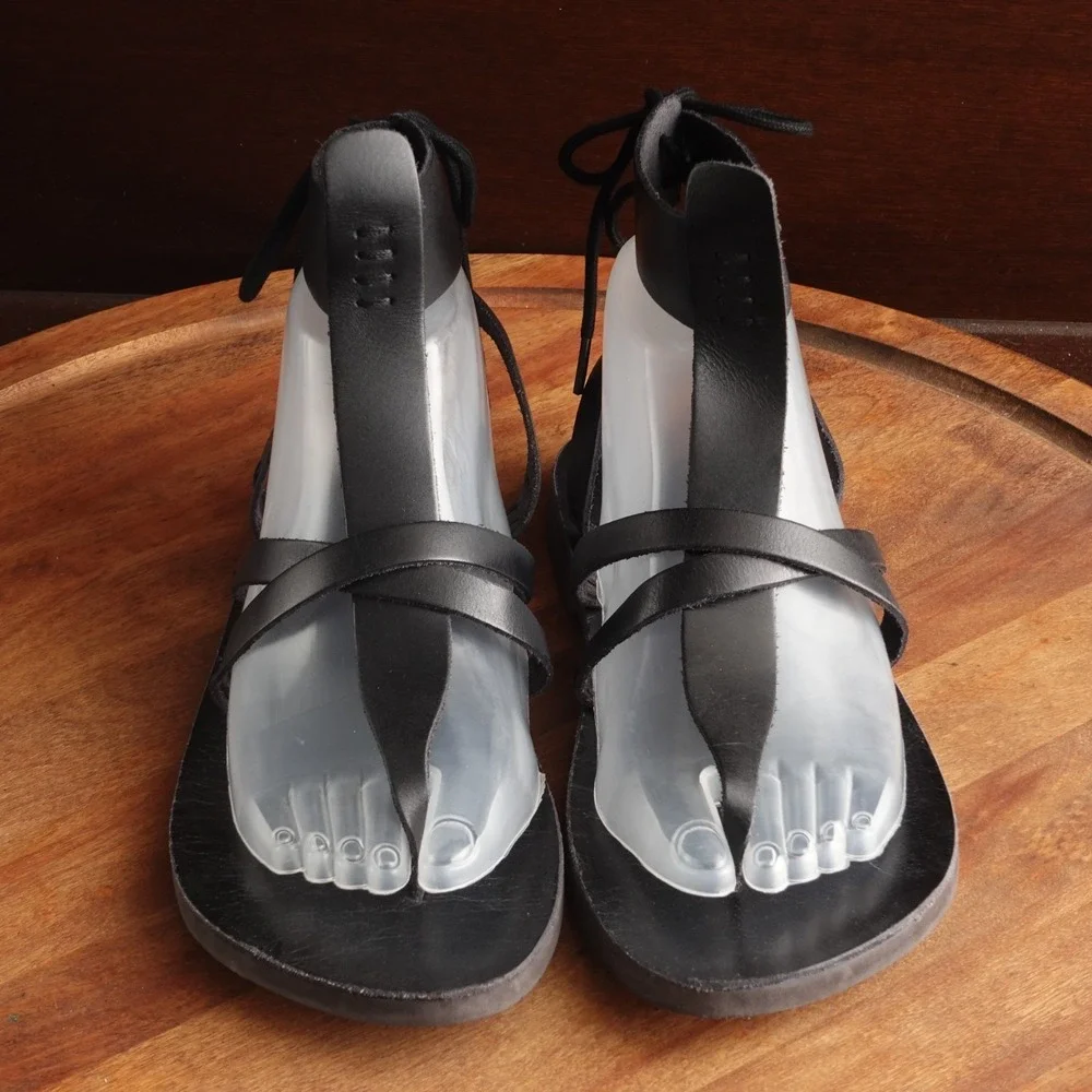 Free People Sandals WMS SZ EU 38.5 US 8 BLK Vacation Day Wrap Boho Resort Shoes - Picture 2 of 15
